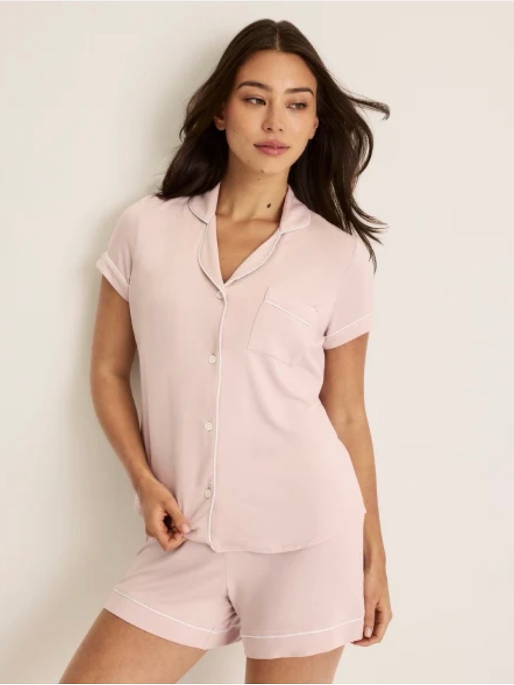 knix Pale Pink Short Sleeve Button Pajama Set